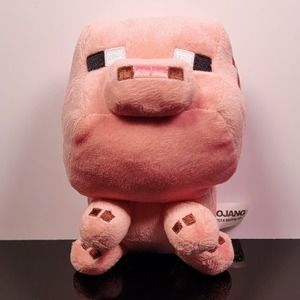 Minecraft Pink Pig Plush JINX 2014 Mojang Stuffed Animal Pixel Embroidered 7"